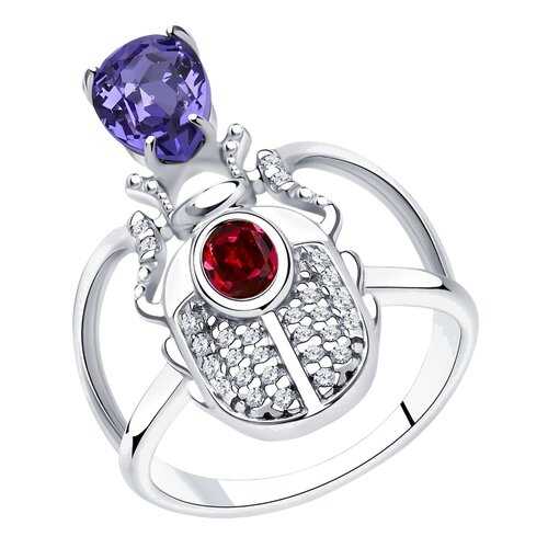 Кольцо женское SOKOLOV из серебра с кристаллами Swarovski и фианитами 94013122 р.17 в Магия Золота
