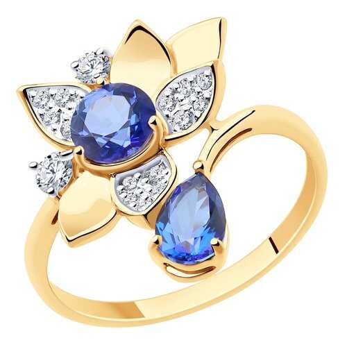Кольцо женское SOKOLOV из золота с топазами и фианитами Swarovski 715962 р.18 в Магия Золота