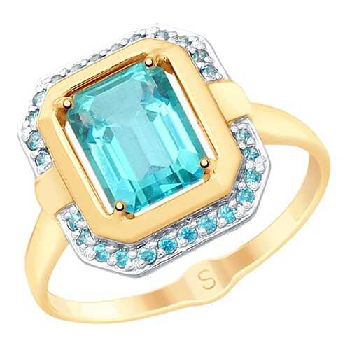 Кольцо женское SOKOLOV из золота с топазами Swarovski и фианитами 715352 р.17 в Магия Золота