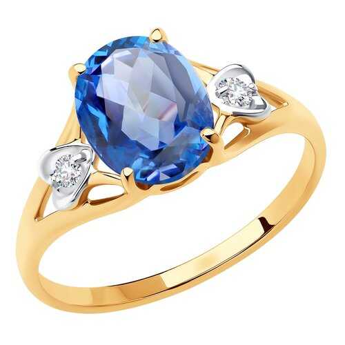 Кольцо женское SOKOLOV из золота с топазом и фианитами Swarovski 715924 р.19 в Магия Золота