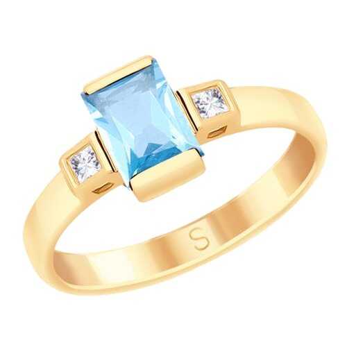 Кольцо женское SOKOLOV из золота с топазом и Swarovski Zirconia 715210 р.18 в Магия Золота