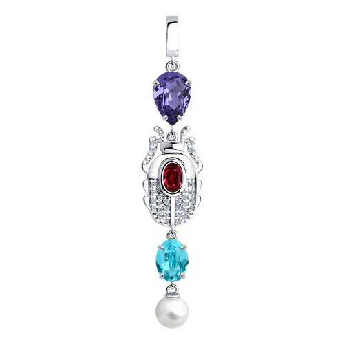 Подвеска SOKOLOV из серебра с жемчугом и кристаллами Swarovski и фианитами 94032526 в Магия Золота