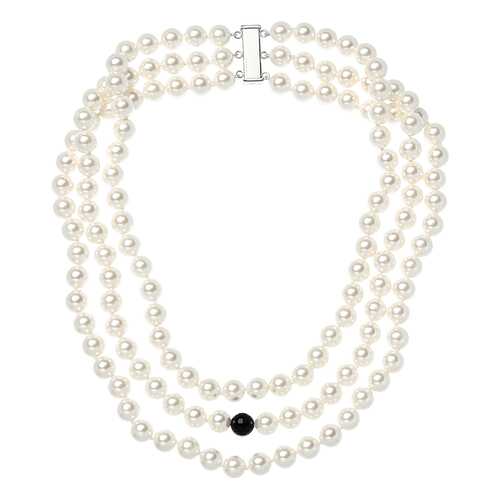 Бусы женские My-bijou 303-1024 белые/черные в Магия Золота