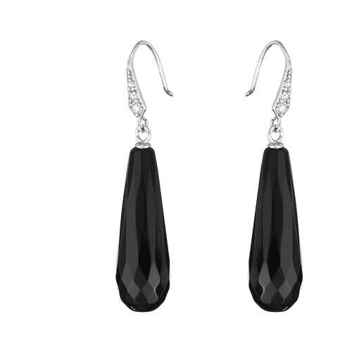 Серьги My-bijou Капли агат черный 4,5 см в Магия Золота