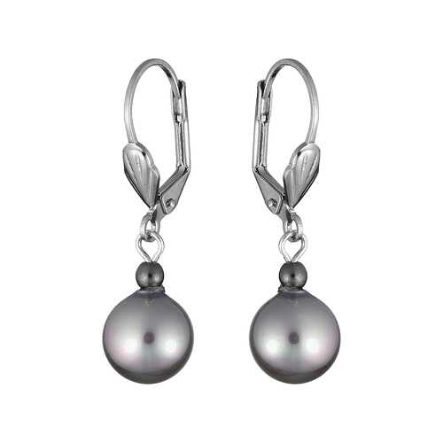 Серьги My-bijou Висюльки, 1 бусина майорка / гематит 3,5 см в Магия Золота
